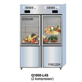 GEA Q1000-L4S Combi Glass Door Cooler - Freezer - SILVER