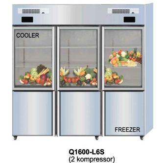 GEA Q1600-L6S Combi Glass Door Cooler - Freezer - SILVER