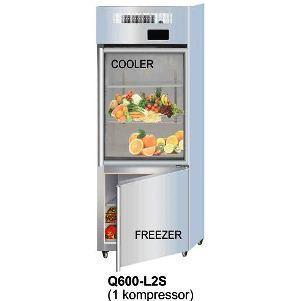 GEA Q600-L2S Combi Glass Door Cooler - Freezer - SILVER