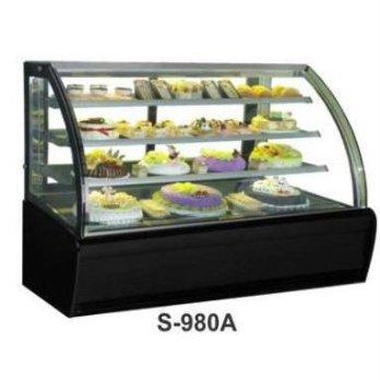 GEA S-980A Curved Glass Cake / Chocolate Showcase ( Kue ) / Showcase Kaca Cembung - HITAM