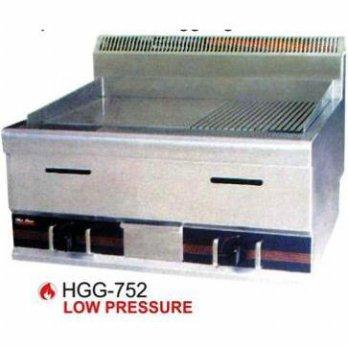 GETRA HGG-752 MESIN GAS HALF GROOVED GRIDDLE/ALAT PEMANGGANG STEAK,IKAN DI ATAS MEJA PORTABLE-SILVER