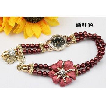 Ghz Girl Fashion Stylis Pearl Bracelet Quartz Watch - Rose