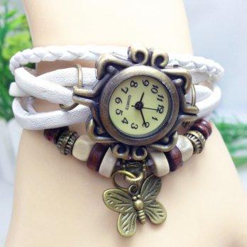 Girl Fashion Stylis Vintage Bracelet Quartz Watch - White