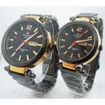 Jam Tangan Couple - Swiss Army Couple DHC+ Rantai Black Gold