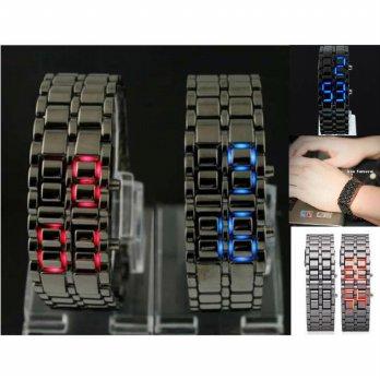 Jam Tangan Iron Samurai Metal Black LED Red Watch