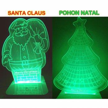 Jual Souvenir Natal Lampu Akrilik Unik Santa & Pohon Christmas Acrylic