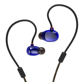 Knowledge Zenith HiFi Dual Dynamic Driver Earphones with Microphone - KZ-ZS2 - Biru