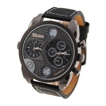 Oulm-9316 Dual Time Watch (Jam Tangan Dengan Penunjuk Waktu Ganda) Black