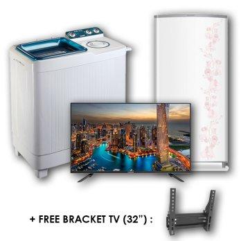 Paket Ekonomis Elektronik 2 - TV, Kulkas, Mesin Cuci (Free Bracket TV 32" + Free Ongkir Jabodetabek)