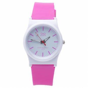 Q&Q - Jam Tangan Analog Unisex - Rubber Pink - Dial Putih - Bezel Putih QQX 1012