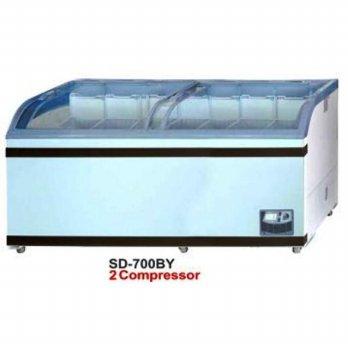 SD-700BY Sliding Curve Glass Freezer/Freezer Kaca Cembung/Glass Door Freezer (700 LITER)-PUTIH