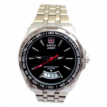 Swiss Army Women's - Jam Tangan Wanita - SA 4001 L Body Silver + Bezel Hitam - Tanggal Hari