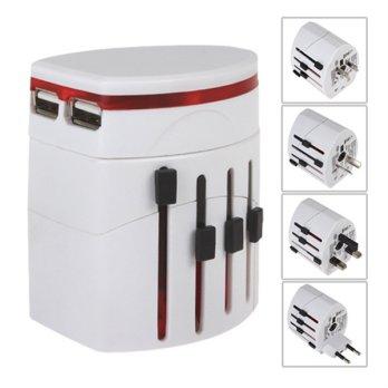 Universal Travel Adapter 4 in 1 EU UK USA Plug with 1A USB Port - White