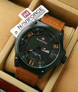 jam tangan pria original Naviforce leather brown