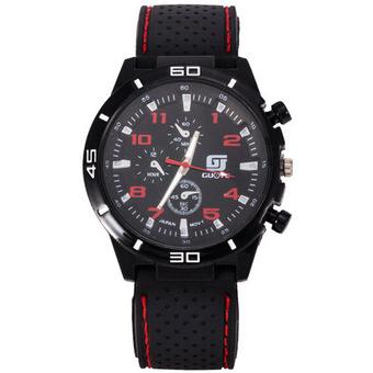 '"''""Fashion Casual Sports Men''''s Jelly Silicone Band Wristwatch Fake Small Dials Pattern (Red)""''"'  