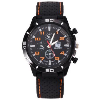 '"''""Fashion Casual Sports Men''''s Jelly Silicone Band Wristwatch Fake Small Dials Pattern (Black)""''"'  