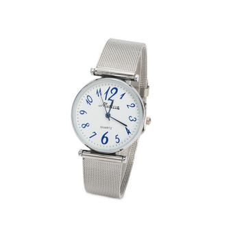 '"''""Fashion Casual Watch Unisex Lover''''s Wrist Watch Alloy Band Wristwatch Net Band Watches Silver Female""''"'  