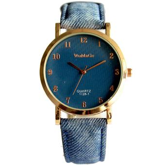 1127 Women's Watches Faux Leather band Gold Case (Dark Blue)  