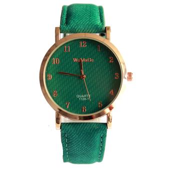 1127 Women's Watches Faux Leather band Gold Case (Green)  