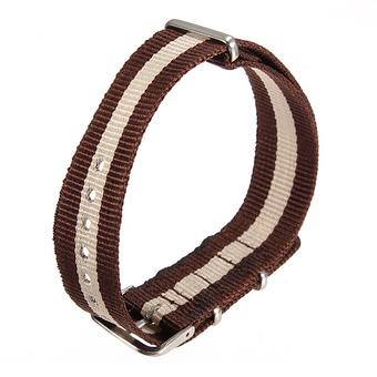 18mm Ballistic Sport Nylon Wrist Watch Band Strap Stainless Steel Buckle Brown  