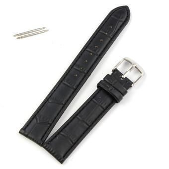 18mm Soft Genuine Leather Strap Steel Buckle Wrist Watch Band Black  