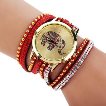 2015 Fashion Bracelets Elephant Watch 8 Colors Luxury WristWatch Red (Intl)  