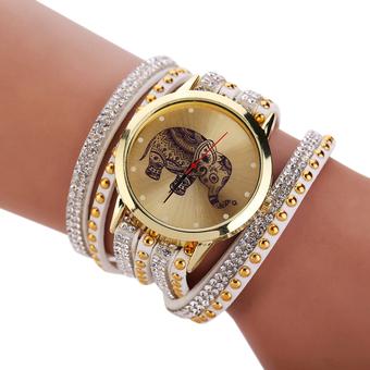 2015 Fashion Bracelets Elephant Watch 8 Colors Luxury WristWatch White (Intl)  