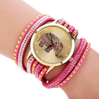 2015 Fashion Bracelets Elephant Watch 8 Colors Luxury WristWatch Rosered (Intl)  