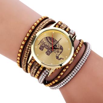 2015 Fashion Bracelets Elephant Watch 8 Colors Luxury WristWatch Brown (Intl)  