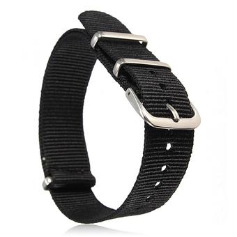 20mm Ballistic Sport Nylon Wrist Watch Band Strap Stainless Steel Buckle Useful Black  