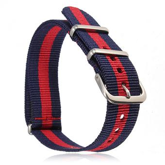 20mm Ballistic Sport Nylon Wrist Watch Band Strap Stainless Steel Buckle Useful (Blue/ Red)  