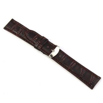 20mm Soft Genuine Leather Strap Steel Buckle Wrist Watch Band Brown  