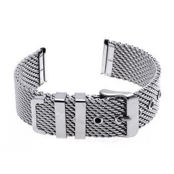 20mm Unisex Thick Mesh Steel Watch Band Strap Bracelet Pin Buckle Silver Fashion  