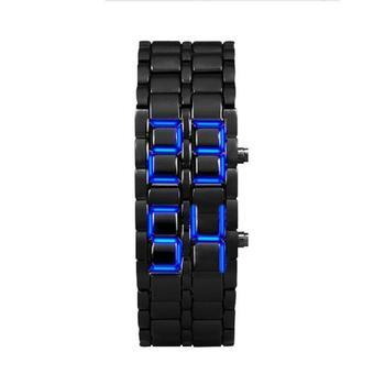 2x Lava Style Iron Samurai Black Bracelet LED Japanese Inspired Watch RED / BLUE (Intl)  