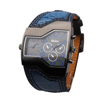 360WISH Oulm HP1220 Men’s Multi-Function Dual Movement Quartz Leather Analog Wrist Watch with Decorative Sub-dials  