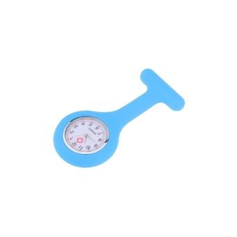 360WISH Silicone Round Dial Analog Quartz Nurse Watch with Pin - Blue  