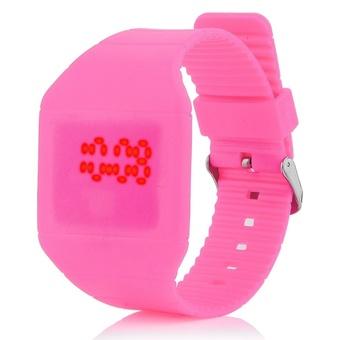 360WISH Unisex Ultra Thin Square LED Touch Screen Digital Sports Wristwatch Pink  