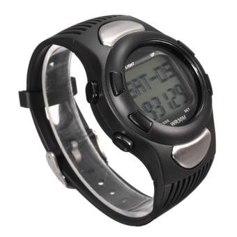 3D Pulse Heart Rate Monitor Pedometer Calorie Counter Fitness Sports Wrist Watch Black (Intl)  