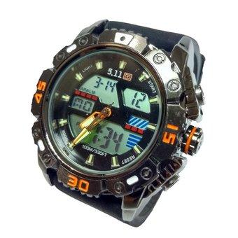 5.11 Tacticas Dual Time Jam Tangan Pria - Stainless Steel black TS 150 - Hitam  