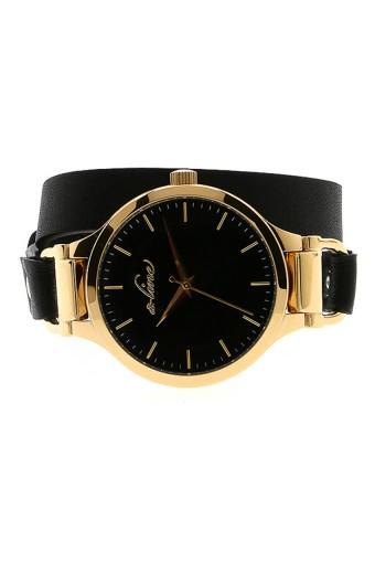 A_line Jam Tangan Wanita - Hitam - Strap Leather - 80027-YG-01  