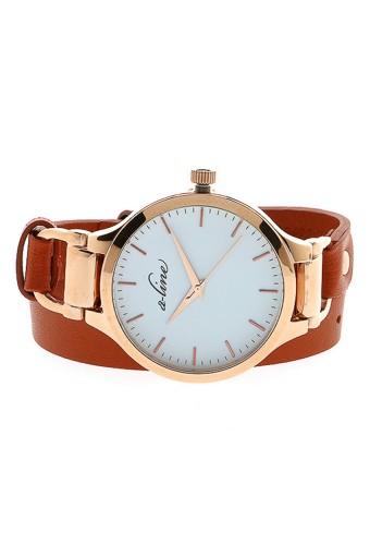 A_line Jam Tangan Wanita - Orange - Strap Leather - 80027-RG-02-OAS  