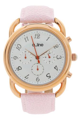 A_line Jam Tangan Wanita - Pink - Strap Leather - 80012-RG-02-PN  