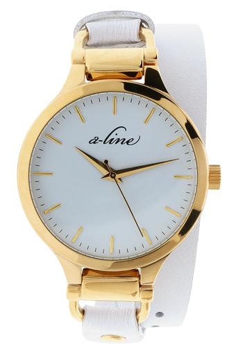 A_line Jam Tangan Wanita - Putih - Strap Leather - 80027-YG-02-WHT  