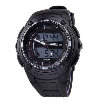 ALIKE AK1282 Sport Plastic Case Rubber Band Quartz Analog Digital Wrist Watch for Men - Black (Intl)  