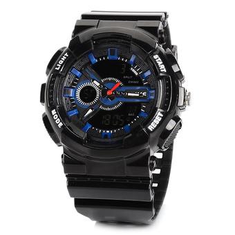 ALIKE AK1383 Sports 50m Water Resistant Quartz Diving Wristwatch - Black + Blue  