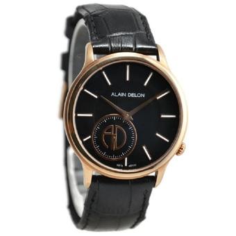 Alain Delon Jam Tangan Wanita Hitam Rosegold Leather Strap AD332-3539  