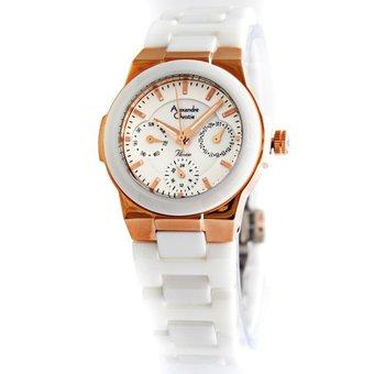 Alexandre Christie 2224 - Jam Tangan Wanita - Putih-Rosegold - Ceramic  