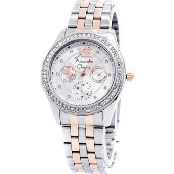 Alexandre Christie 2496 Jam Tangan Wanita - putih combi rosegold  