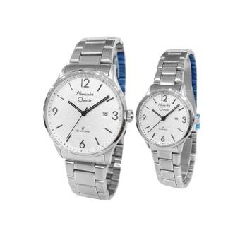 Alexandre Christie - Jam Tangan Couple - Silver White - Stainless Steel - AC 8450 CSW  