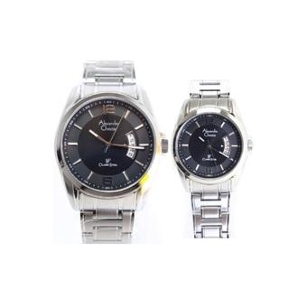 Alexandre Christie - Jam Tangan Pasangan - SIlver Black- Stainless Steel - AC 8289 CPSB  